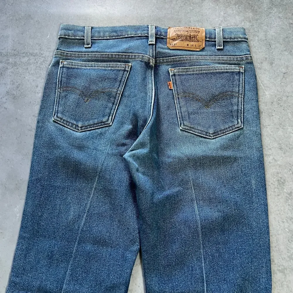 Levi's 517 Bootcut Mens 34x31 Jeans Vintage Blue USA Made 1997 Orange Tab Denim